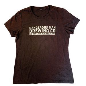 Minneapolis DANGEROUS MAN BREWING CO Graphic Tee T-Shirt Black Gold Sz S/M